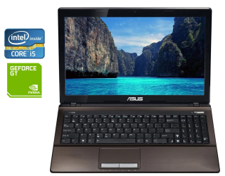 БУ Ноутбук Asus K53SV / 15.6&quot; (1366x768) TN / Intel Core i5-2410M (2 (4) ядра по 2.3 - 2.9 GHz) / 8 GB DDR3 / 240 GB SSD / nVidia GeForce GT 540M, 2 GB DDR3, 128-bit / WebCam / DVD-ROM / Win 10 Pro из Европы в Одесі