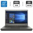 Ноутбук Б-класс Lenovo ThinkPad T440p / 14" (1920x1080) TN / Intel Core i7-4600M (2 (4) ядра по 2.9 - 3.6 GHz) / 8 GB DDR3 / 240 GB SSD / Intel HD Graphics 4600 / VGA - 1