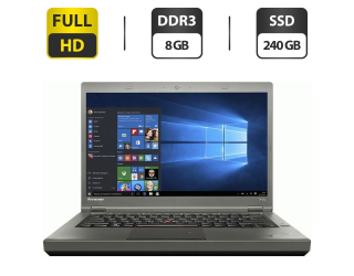 БУ Ноутбук Б-класс Lenovo ThinkPad T440p / 14&quot; (1920x1080) TN / Intel Core i7-4600M (2 (4) ядра по 2.9 - 3.6 GHz) / 8 GB DDR3 / 240 GB SSD / Intel HD Graphics 4600 из Европы в Одесі