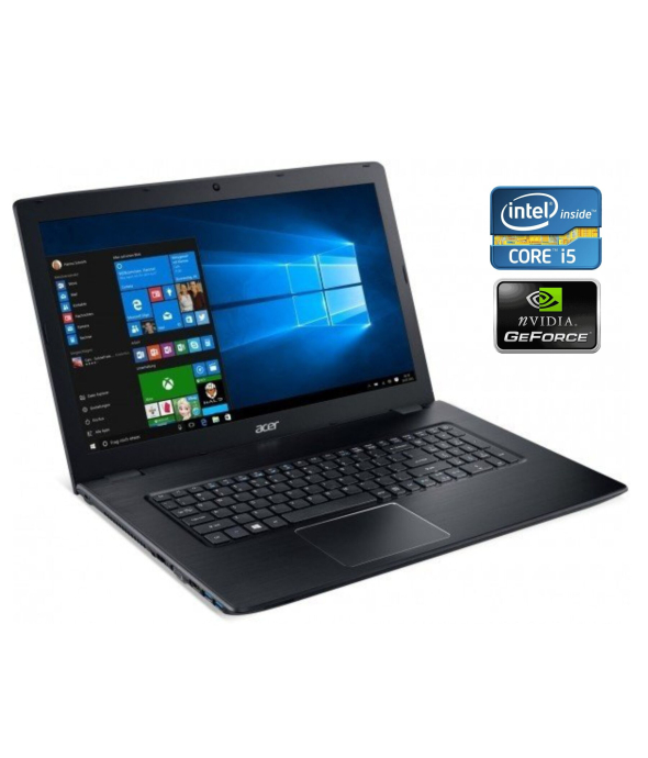 Игровой ноутбук Acer Aspire E5-774G-52W1 / 17.3&quot; (1920x1080) TN / Intel Core i5-7200U (2 (4) ядра по 2.5 - 3.1 GHz) / 8 GB DDR4 / 256 GB SSD / nVidia GeForce 940MX, 2 GB DDR3, 64-bit / WebCam / Win 10 Home - 1