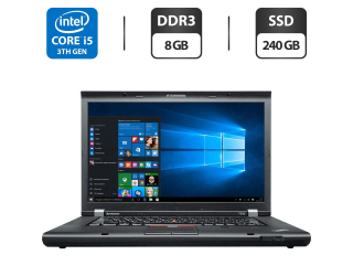 БУ Ноутбук Lenovo ThinkPad T530 / 15.6&quot; (1600x900) TN / Intel Core i5-3320M (2 (4) ядра по 2.6 - 3.3 GHz) / 8 GB DDR3 / 240 GB SSD / Intel HD Graphics 4000 / WebCam / DVD-ROM / VGA из Европы в Одесі