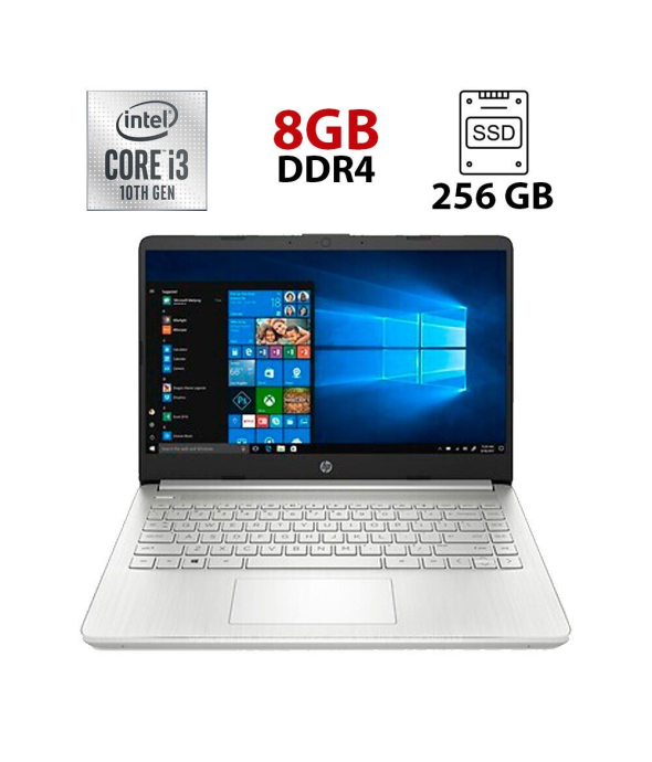 Ультрабук HP 14-dq1043cl / 14&quot; (1366x768) TN / Intel Core i3-1005G1 (2 (4) ядра по 1.2 - 3.4 GHz) / 8 GB DDR4 / 256 GB SSD / Intel UHD Graphics / WebCam / HDMI / USB 3.0 - 1