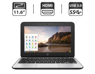 БУ Нетбук Б-класс HP ChromeBook 11 G5 EE / 11.6&quot; (1366x768) SVA / Intel Celeron N3060 (2 ядра по 1.6 - 2.48 GHz) / 4 GB DDR3 / 16 GB eMMC / Intel HD Graphics / WebCam / HDMI / Chrome OS из Европы в Одесі
