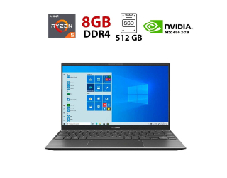 БУ Игровой ноутбук Asus ZenBook 14 Q408UG / 14&quot; (1920x1080) IPS / AMD Ryzen 5 5500U (6 (12) ядер по 2.1 - 4.0 GHz) / 8 GB DDR4 / 512 GB SSD / nVidia GeForce MX450, 2 GB GDDR5, 64-bit / WebCam из Европы в Одессе