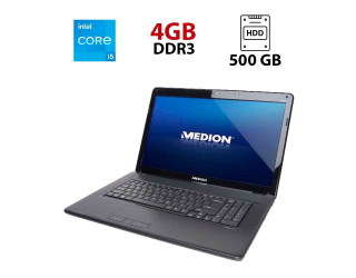 БУ Ноутбук Medion Akoya E7214 / 17.3&quot; (1600x900) TN / Intel Core i5-430M (2 (4) ядра по 2.26 - 2.53 GHz) / 4 GB DDR3 / 500 GB HDD / Intel HD Graphics / WebCam / АКБ не держит из Европы в Одесі