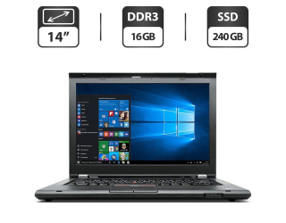 БУ Ноутбук Lenovo ThinkPad T430 / 14&quot; (1600x900) TN / Intel Core i7-3520M (2 (4) ядра по 2.9 - 3.6 GHz) / 16 GB DDR3 / 240 GB SSD / Intel HD Graphics 4000 / VGA из Европы в Одессе