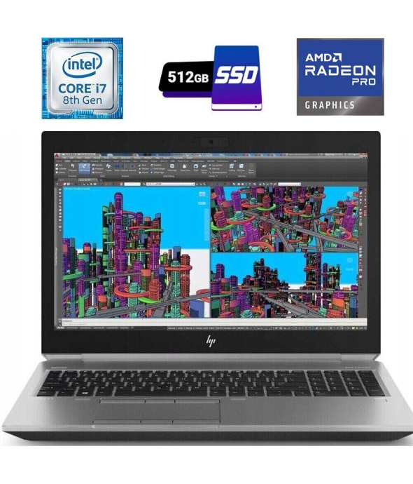 Мобильная рабочая станция HP ZBook 15 G5 / 15.6'' (1920x1080) IPS Touch / Intel Core i7-8550U (4 (8) ядра по 1.8 - 4.0 GHz) / 32 GB DDR4 / 512 GB SSD M.2 / AMD Radeon Pro WX 3100, 4 GB GDDR5, 128-bit / WebCam - 1