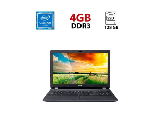 БУ Ноутбук Acer Aspire ES1-512 / 15.6&quot; (1366x768) TN / Intel Celeron N2940 (4 ядра по 1.83 - 2.25 GHz) / 4 GB DDR3 / 128 GB SSD / Intel HD Graphics / WebCam из Европы в Одесі