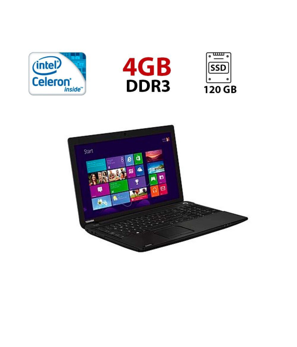 Ноутбук Toshiba Satellite Pro C50-B / 15.6&quot; (1366x768) TN / Intel Celeron N2830 (2 ядра по 2.16 - 2.41 GHz) / 4 GB DDR3 / 120 GB SSD / Intel HD Graphics / WebCam - 1