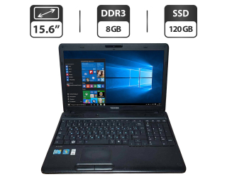 БУ Ноутбук Б-класс Toshiba Satellite C660-108 / 15.6&quot; (1366x768) TN / Intel Core i3-370M (2 (4) ядра по 2.4 GHz) / 8 GB DDR3 / 120 GB SSD / Intel HD Graphics / WebCam / VGA из Европы