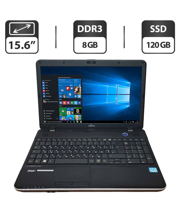 Ноутбук Б-класс Fujitsu LifeBook A512 / 15.6&quot; (1366x768) TN / Intel Core i3-3110M (2 (4) ядра по 2.4 GHz) / 8 GB DDR3 / 120 GB SSD / Intel HD Graphics 4000 / WebCam / DVD-ROM / VGA - 1