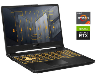 БУ Игровой ноутбук Asus TUF Gaming A15 TUF506QE / 15.6&quot; (1920x1080) IPS / AMD Ryzen 7 5800H (8 (16) ядер по 3.2 - 4.4 GHz) / 16 GB DDR4 / 512 GB SSD / nVidia GeForce RTX 3050 Ti, 4 GB GDDR6, 128-bit / WebCam / Win 10 Home из Европы в Одесі