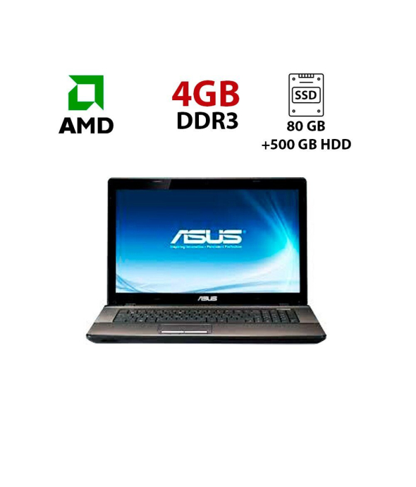 Ноутбук ASUS K73BY / 17.3&quot; (1600x900) TN / AMD E-450 (2 ядра по 1.66 GHz) / 4 GB DDR3 / 80 GB SSD + 500 GB HDD / AMD Radeon HD 7400M, 1 GB GDDR3, 64-bit / WebCam - 1