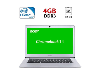 БУ Ультрабук Acer ChromeBook CB3-431 / 14&quot; (1920x1080) TN / Intel Celeron N3160 (4 ядра по 1.6 - 2.24 GHz) / 4 GB DDR3 / 32 GB eMMC / Intel HD Graphics 400 / WebCam / ChromeOS из Европы в Одессе