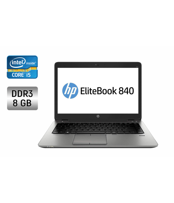 Ноутбук HP EliteBook 840 G2 / 14&quot; (1366x768) TN / Intel Core i5-5200U (2 (4) ядра по 2.2 - 2.7 GHz) / 8 GB DDR3 / 160 GB SSD / Intel HD Graphics 5500 / WebCam / Fingerprint / Windows 10 - 1