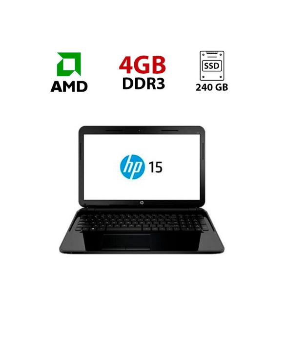 Ноутбук HP 15-g073ng / 15.6&quot; (1366x768) TN / AMD A8-6410 (4 ядра по 2.0 - 2.4 GHz) / 4 GB DDR3 / 240 GB SSD / AMD Radeon R5 Graphics / WebCam - 1