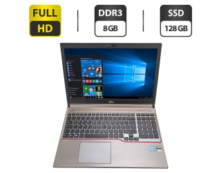 БУ Ноутбук Б-класс Fujitsu LifeBook E756 / 15.6'' (1920x1080) IPS / Intel Core i5-6300U (2 (4) ядра по 2.4 - 3.0 GHz) / 8 GB DDR3 / 128 GB SSD / Intel HD Graphics 520 / WebCam / DVD-ROM / DisplayPort из Европы в Одессе