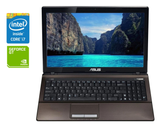 БУ Ноутбук Asus K53SV / 15.6&quot; (1366x768) TN / Intel Core i7-2630QM (4 (8) ядра по 2.0 - 2.9 GHz) / 8 GB DDR3 / 240 GB SSD / nVidia GeForce GT 540M, 1 GB DDR3, 128-bit / WebCam / DVD-ROM / Win 10 Pro из Европы в Одесі