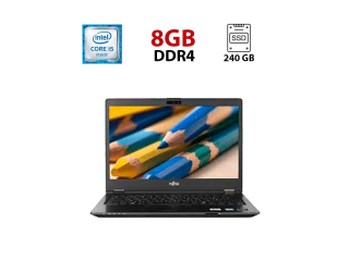 БУ Ультрабук Fujitsu LifeBook U748 / 14&quot; (1920x1080) IPS / Intel Core i5-8250U (4 (8) ядра по 1.6 - 3.4 GHz) / 8 GB DDR4 / 240 GB SSD / Intel UHD Graphics 620 / WebCam из Европы в Одесі