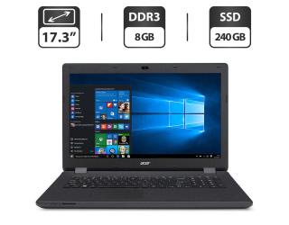 БУ Ноутбук Б-класс Acer Aspire ES1-711 / 17.3&quot; (1600x900) TN / Intel Pentium N3540 (4 ядра по 2.16 - 2.66 GHz) / 8 GB DDR3 NEW / 240 GB SSD / Intel HD Graphics / WebCam / DVD-ROM + Беспроводная мышка из Европы в Одесі