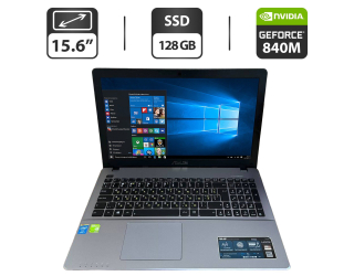 БУ Ноутбук Asus X550LN / 15.6&quot; (1366x768) TN / Intel Core i7-4510U (2 (4) ядра по 2.0 - 3.1 GHz) / 12 GB DDR3 / 128 GB SSD / nVidia GeForce 840M, 2 GB GDDR3, 64-bit / WebCam / VGA из Европы в Одессе