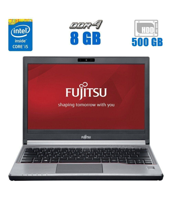 Ноутбук Fujitsu Lifebook E736 / 13.3 &quot; (1366x768) TN / Intel Core i5-6300U (2 (4) ядра по 2.4 - 3.0 GHz) / 8 GB DDR4 / 500 Gb HDD / Intel HD Graphics 520 / WebCam / Windows 10 Pro - 1
