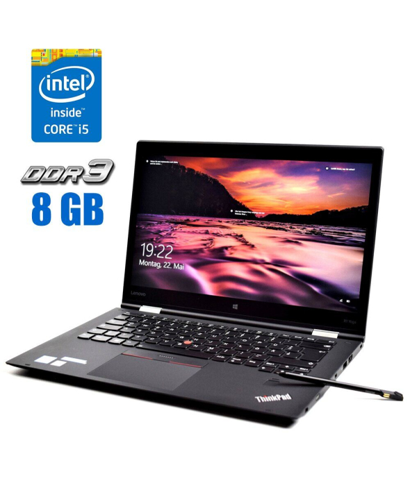 Ноутбук-трансформер Б-класс Lenovo ThinkPad X1 Yoga G3 / 14&quot; (2560x1440) IPS Touch / Intel Core i5-8350U (4 (8) ядра по 1.7 - 3.6 GHz) / 8 GB DDR3 / 256 GB SSD / Intel UHD Graphics 620 / WebCam / Windows 10 Pro - 1
