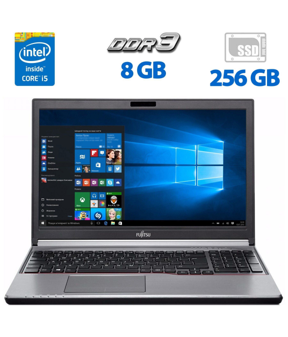 Ноутбук Б-клас Fujitsu Lifebook E756 / 15.6 &quot; (1920x1080) IPS / Intel Core i5-6300U (2 (4) ядра по 2.4 - 3.0 GHz) / 8 GB DDR3 / 256 GB SSD / Intel HD Graphics 520 / DVD-ROM / DisplayPort / додаткова АКБ / Windows 10 Pro - 1