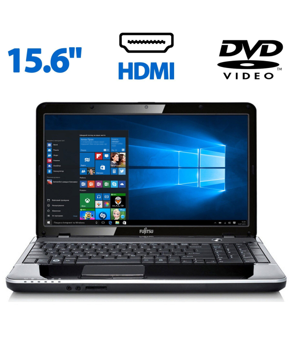 Ноутбук Fujitsu LifeBook АН531 / 15.6 &quot; (1366x768) TN / Intel Core i3-2350M (2 (4) ядра по 2.3 GHz) / 4 GB DDR3 / 320 GB HDD / Intel HD Graphics 3000 / WebCam / DVD-ROM / HDMI / Windows 10 Pro - 1