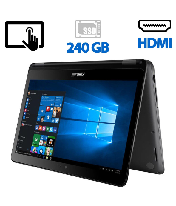 Ультрабук-трансформер Б-класс Asus VivoBook Flip TP301UA / 13.3'' (1920x1080) IPS Touch / Intel Core i5-6200U (2 (4) ядра по 2.3 - 2.8 GHz) / 8 GB DDR3 / 240 GB SSD / Intel HD Graphics 520 / WebCam / HDMI / Windows 11 Home - 1