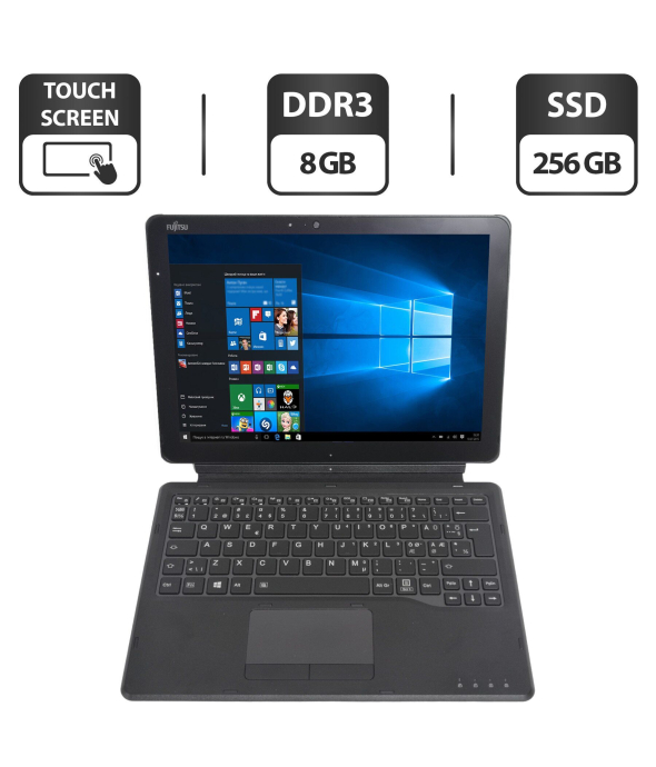 Ноутбук-трансформер Fujitsu Tablet Stylistic V727 / 12.5&quot; (1920x1080) IPS Touch / Intel Core i5-7Y57 (2 (4) ядра по 1.2 - 3.3 GHz) / 8 GB DDR3 / 256 GB SSD / Intel HD Graphics 615 / WebCam 5 MP + 8 MP / USB 3.0 / Windows 10 Pro - 1