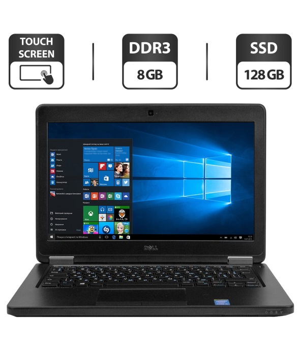 Нетбук Б-клас Dell Latitude E5250 / 12.5&quot; (1920x1080) IPS Touch / Intel Core i5 - 5300U (2 (4) ядра по 2.3-2.9 GHz) / 8 GB DDR3 / 128 GB SSD / Intel HD Graphics 5500 / WebCam / Windows 10 Pro - 1