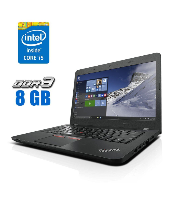 Ультрабук Lenovo ThinkPad Edge E460 / 14&quot; (1920x1080) IPS / Intel Core i5-6200U (2 (4) ядра по 2.3 - 2.8 GHz) / 8 GB DDR3 / 192 GB SSD / Intel HD Graphics 520 / WebCam / Win 10 Pro - 1