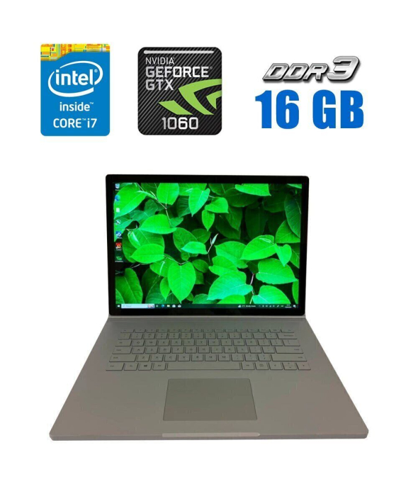 Игровой ноутбук Microsoft Surface Book 2 / 15&quot; (3240x2160) IPS Touch / Intel Core i7-8650U (4 (8) ядра по 1.9 - 4.2 GHz) / 16 GB DDR3 / 512 GB SSD M.2 / nVidia GeForce GTX 1060, 6 GB GDDR5, 192-bit / WebCam - 1