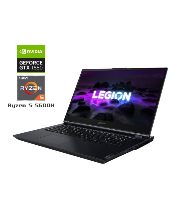 Ігровий ноутбук Lenovo Legion 5 - 17ach6 / 17.3&quot; (1920x1080) IPS / AMD Ryzen 5 5600H (6 (12) ядер по 3.3 - 4.2 GHz) / 16 GB DDR4 / 512 GB SSD / nVidia Geforce GTX 1650, 4 GB GDDR5, 128-bit / WebCam / Windows 11 Home - 1