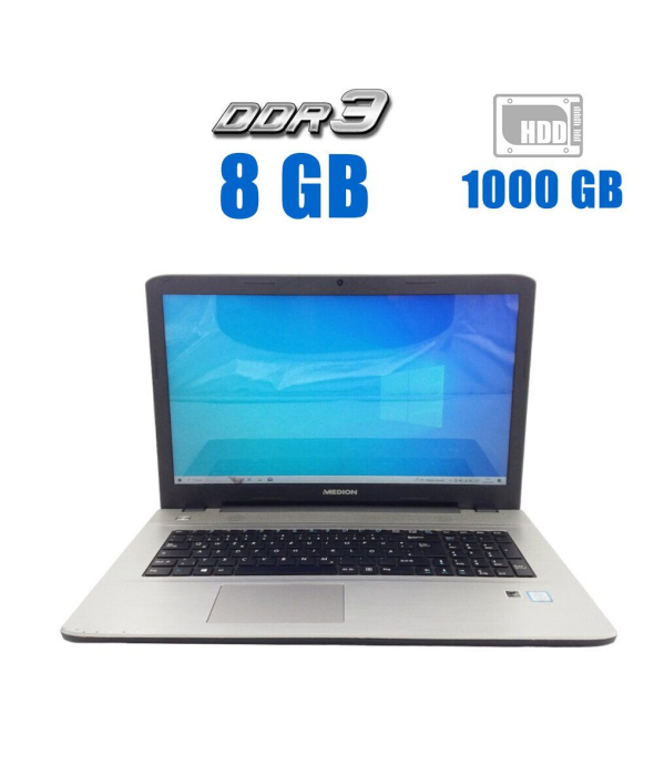 Ноутбук Medion Akoya E7424 / 17.3&quot; (1600x900) TN / Intel Core i3-7100U (2 (4) ядра по 2.4 GHz) / 8 GB DDR3 / 256 GB SSD + 1000 Gb HDD / Intel HD Graphics 620 / WebCam / Win 10 - 1