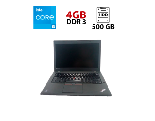 БУ Ноутбук Lenovo ThinkPad T450 / 14&quot; (1366x768) TN / Intel Core i5-5200U (2 (4) ядра по 2.2 - 2.7 GHz) / 4 GB DDR3 / 500 Gb HDD / Intel HD Graphics 5500 / WebCam из Европы в Одесі