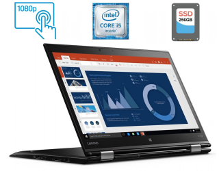 БУ Ноутбук-трансформер Lenovo ThinkPad X1 Yoga (1st Gen) / 14&quot; (1920x1080) IPS Touch / Intel Core i5-6200U (2 (4) ядра по 2.3 - 2.8 GHz) / 8 GB DDR3 / 256 GB SSD / Intel HD Graphics 520 / WebCam / Fingerprint / miniDP / HDMI из Европы в Одессе
