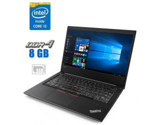 БУ Ноутбук Lenovo ThinkPad E480 / 14&quot; (1920x1080) TN / Intel Core i5-8250U (4 (8) ядра по 1.6 - 3.4 GHz) / 8 GB DDR4 / 256 GB SSD / Intel UHD Graphics 620 / WebCam из Европы в Одессе