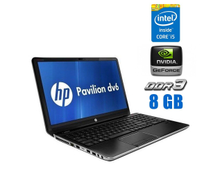 БУ Ноутбук Б-класс HP Pavilion dv6t-7000 / 15.6&quot; (1366x768) TN / Intel Core i5-3230M (2 (4) ядра по 2.6 - 3.2 GHz) / 8 GB DDR3 / 120 GB SSD / nVidia GeForce GT 630M, 1 GB DDR3, 128-bit / WebCam / DVD-ROM / АКБ не держит из Европы в Одессе
