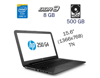 БУ Ноутбук HP 250 G4 / 15.6&quot; (1366x768) TN / Intel Core i3-5005U (2 (4) ядра по 2.0 GHz) / 8 GB DDR3 / 500 GB HDD / Intel HD Graphics 5500 / WebCam / Windows 10 PRO Lic из Европы в Одессе