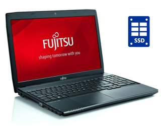 БУ Ноутбук Fujitsu LifeBook A555 / 15.6&quot; (1366x768) TN / Intel Core i3-5005U (2 (4) ядра по 2.0 GHz) / 8 GB DDR3 / 256 GB SSD / Intel HD Graphics 5500 / WebCam / DVD-ROM / Win 10 Pro из Европы в Одессе