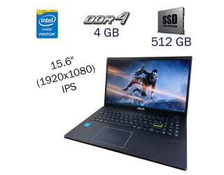 БУ Ноутбук Asus VivoBook E510KA / 15.6&quot; (1920x1080) IPS / Intel Pentium N6000 Silver (4 ядра по 1.1 - 3.3 GHz) / 4 GB DDR4 / 512 GB SSD NVME / WebCam / Windows 10 PRO Lic из Европы в Одессе