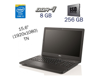 БУ Ноутбук Б класс Fujitsu LifeBook A557 / 15.6&quot; (1920x1080) TN / Intel Core i5-7200U (2 (4) ядра по 2.5 - 3.1 GHz) / 8 GB DDR4 / 256 GB SSD / Intel HD Graphics 620 / WebCam / Windows 10 PRO Lic из Европы в Одессе