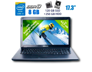 БУ Ноутбук Б-клас Medion Akoya E7216 / 17.3&quot; (1600x900) TN / Intel Core i3-380M (2 (4) ядра по 2.53 GHz) / 8 GB DDR3 / 120 GB SSD + 250 GB HDD / Intel HD Graphics / NoWebCam / New АКБ из Европы в Одесі