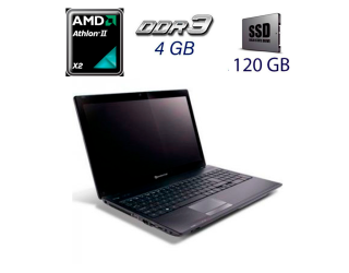 БУ Ноутбук Acer Packard Bell MS2291 / 17.3&quot; (1600x900) TN / AMD Athlon II X2 P320 (2 ядра по 2.1 GHz) / 4 GB DDR3 / 120 GB SSD / ATI Radeon HD 4250 / WebCam / DVD-ROM из Европы в Одесі