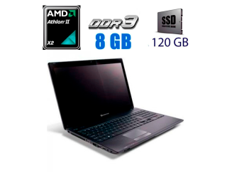 БУ Ноутбук Acer Packard Bell MS2291 / 17.3&quot; (1600x900) TN / AMD Athlon II X2 P320 (2 ядра по 2.1 GHz) / 8 GB DDR3 / 120 GB SSD / ATI Radeon HD 4250 / WebCam / DVD-ROM из Европы в Одесі