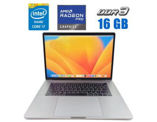 БУ Ноутбук Apple MacBook Pro A1707 (2017) / 15.4&quot; (2880x1800) IPS / Intel Core i7-7920hq (4 (8) ядра по 3.1 - 4.1 GHz) / 16 GB DDR3 / 480 GB SSD / AMD Radeon Pro 560, 4 GB GDDR5, 128-bit / WebCam из Европы в Одесі