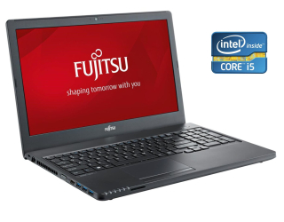 БУ Ноутбук Fujitsu LifeBook A557 / 15.6 &quot; (1366x768) TN / Intel Core i5-7200U (2 (4) ядра по 2.5 - 3.1 GHz) / 8 GB DDR4 / 250 GB SSD / Intel HD Graphics 620 / WebCam / DVD-ROM / Win 10 Pro из Европы в Одесі