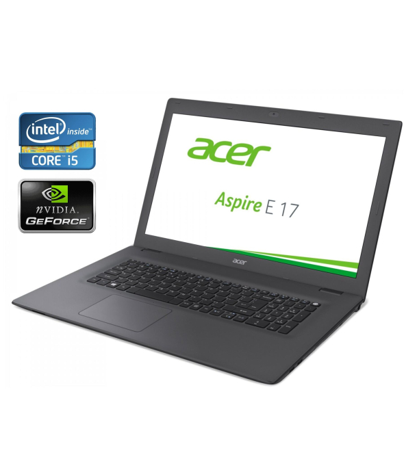 Ігровий ноутбук Acer Aspire E 17 E5-773G-52P3 / 17.3 &quot; (1600x900) TN / Intel Core i5-6200U (2 (4) ядра по 2.3 - 2.8 GHz) / 8 GB DDR3 / 1000 GB HDD / nVidia GeForce 920M, 2 GB DDR3, 64-bit / WebCam / DVD-ROM / Win 10 - 1